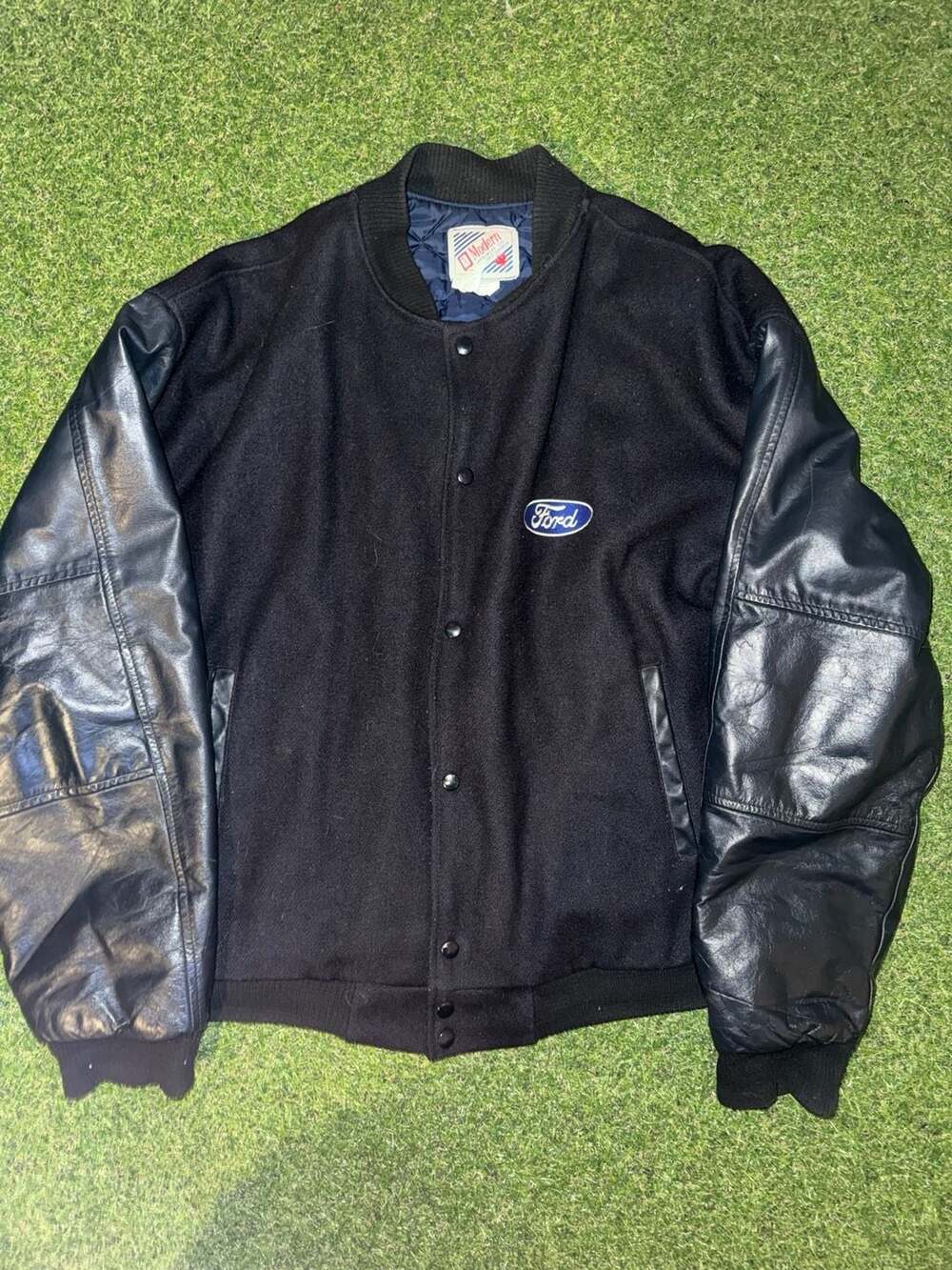 Modern Headwear Ford Varsity Jacket XX Large Black Leather Wool